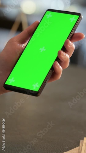 Close up of Female Lawyer using Phone with Green Screen, Vertical Video