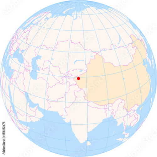 Location Map of Kashgar Airport (Kashi, Xinjiang, China). IATA-code: KHG. No labels at all.