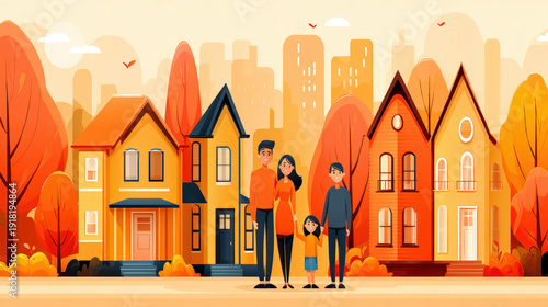 A family in a charming smal...
