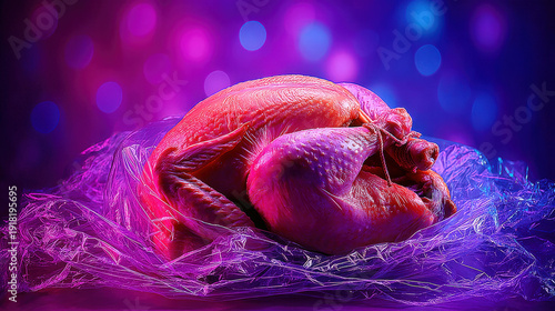 A whole raw chicken in supe...