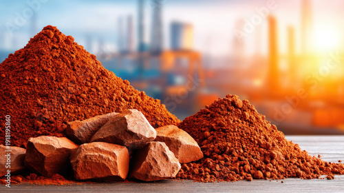 Bauxite ore material raw aluminum source in a pile