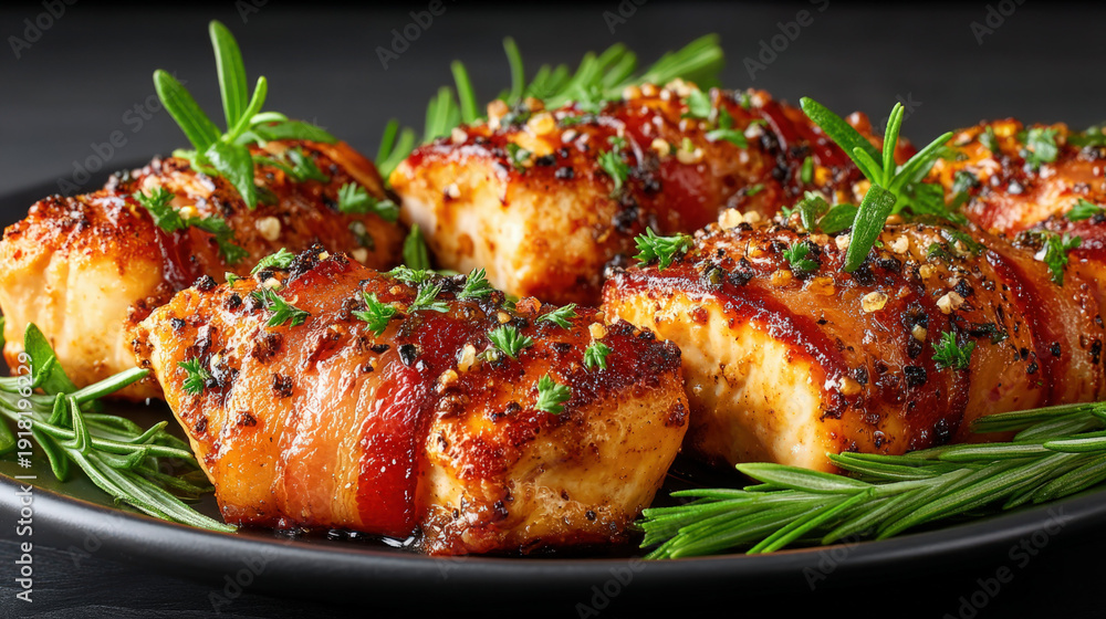 Fototapeta premium Chicken breast wrapped in bacon