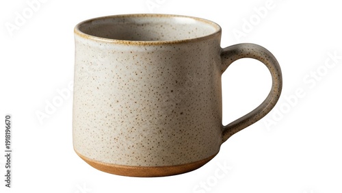 Handcrafted speckled ceramic coffee mug with earthy tone handle
