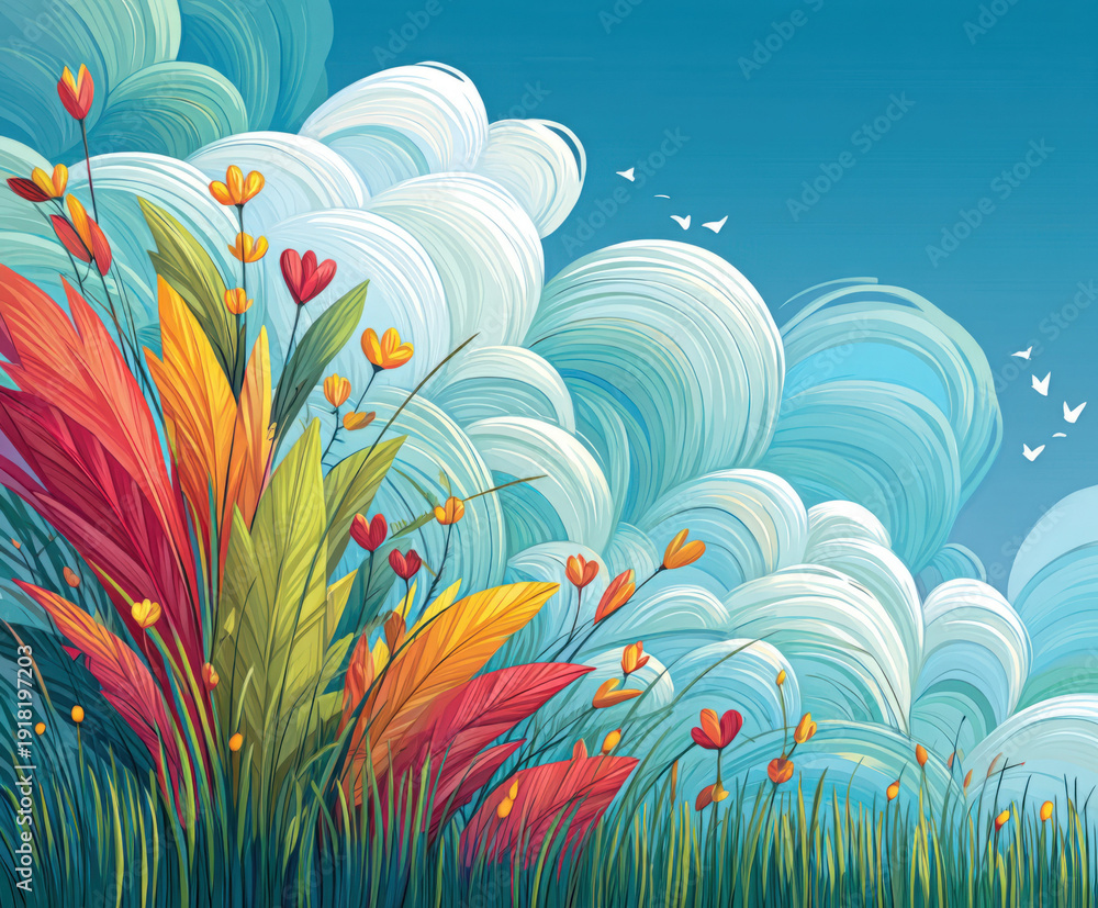 Fototapeta premium Grass and sky background