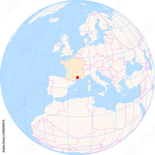 Location Map of Montpellier-Mediterranee Airport (Montpellier, Herault, France). IATA-code: MPL. No labels at all.