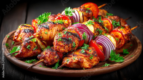 Tandoori chicken on skewers