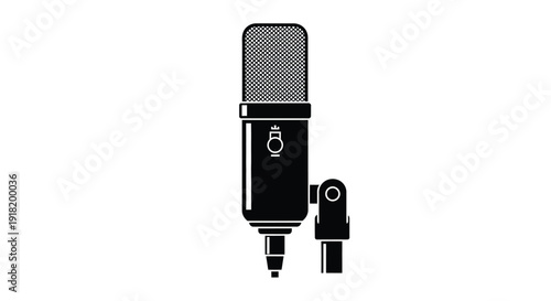 Black and white illustration of a vintage studio condenser microphone