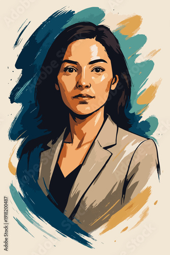 Confident Female Leadership Concept With Abstract Color Energy