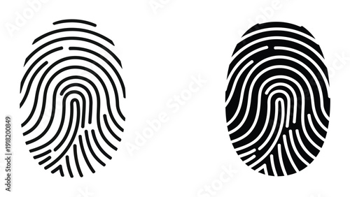 Fingerprint icons set on white background