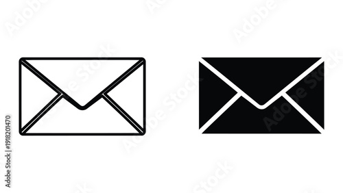 Envelope icons in black and white