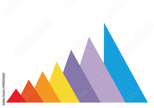 Colorful pyramid shapes in rainbow colors