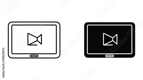 Laptop with play icon on screen