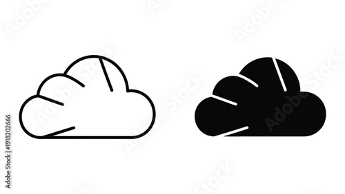 Black and white cloud icons on white background