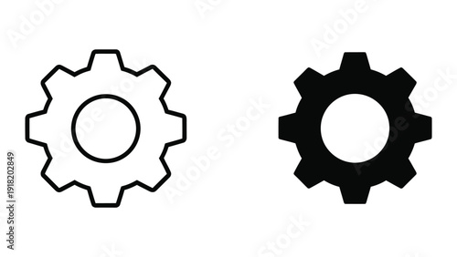 Gear icons in black and white