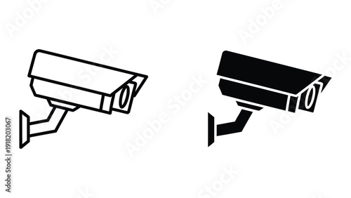 Security cameras outline and silhouette