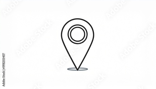 Minimalist black location pin icon isolated on white background for maps and navigation