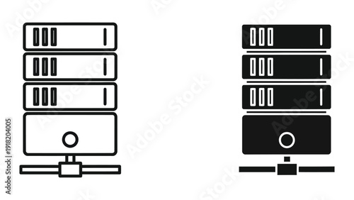 Server icons in outline and filled styles