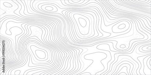 Abstract White Wave Paper Relief with Minimal Gray Topographic Contours, Seamless Elevation Line Map Pattern, Modern Geographic World Map Vector Background Design.