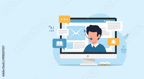 Customer service illustration online support and communication concept