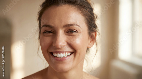 Radiant Smile: Close-Up Portrait of a Beautiful Woman with Natural Beauty and Glowing Skin Free Download Radiant Smile: Close-Up Portrait of a Beautiful Woman with Natural Beauty and Glowing Skin - GFXLoad