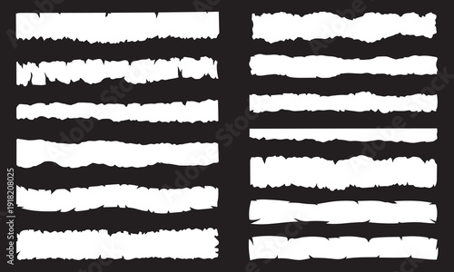 Background pieces of torn white paper, scraps of ripped teared sheets with jagged edges