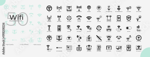 Wifi Duotone Editable Icons set