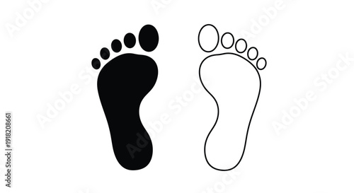 Footprints A black solid foot and a white outlined foot side by side