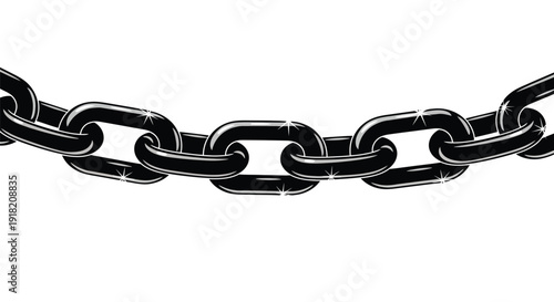 A black metal chain is displayed against a plain white background