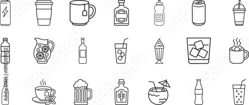 Sales and marketing outline icon set. Editable business growth and promotion vector collection.