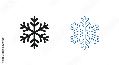 Two snowflake icons one black and one blue displayed side by side