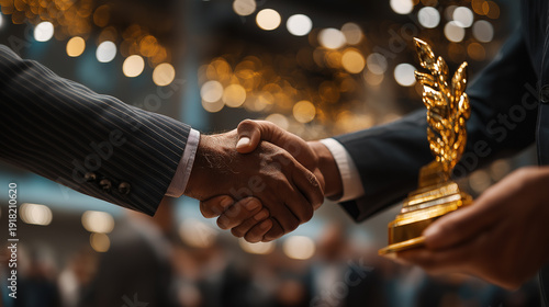 Executive Recognition Ceremony with Presenter Handing Trophy to Winner – Professional Venue Photography