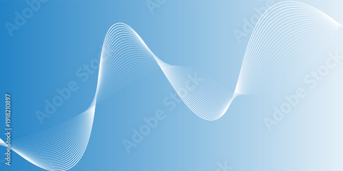 Abstract white wavy glowing lines on a blue background. Futuristic digital high-technology pattern. Health Care concept. Vector illustration