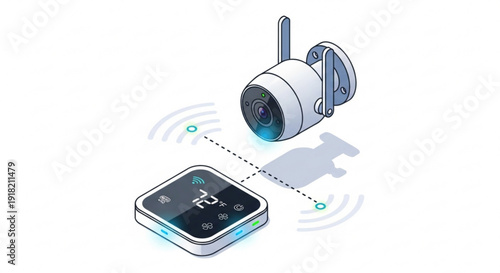Smart home security system with wireless camera and remote control device