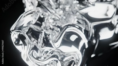 Flowing liquid metal with high reflectivity against a dark background