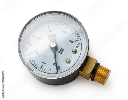 Fotografie pressure gauge close-up on a white isolated background