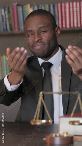 Wallpaper Mural Inviting African American Lawyer in Office, Vertical Video Torontodigital.ca