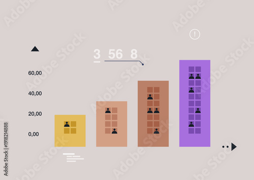 Visual representation highlights the increase in real estate developments with infographics focused on skyscraper growth and market trends, conveying key statistics in a clear manner.
