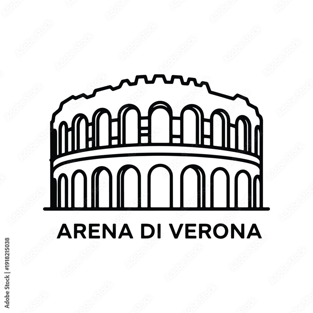 Naklejka premium Arena Di Verona, Italy, Verona landmark icon in vector. L