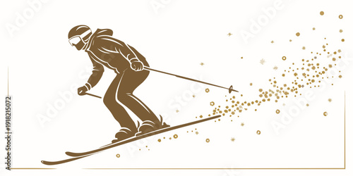 Dynamic downhill skier in action, vector
