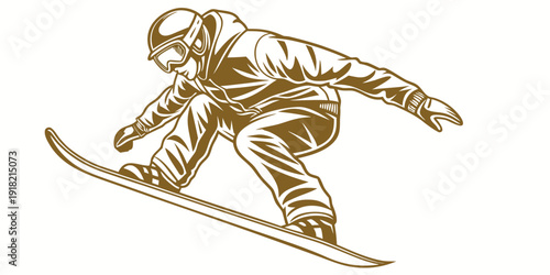 Dynamic illustration of a snowboarder in mid-air, vector