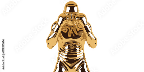 Golden boxer in a defensive stance, vector
