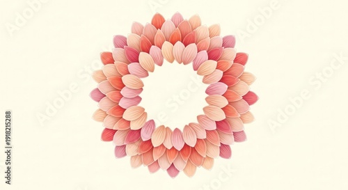 Wallpaper Mural A beautiful floral wreath made of pink and peach petals on a white background Torontodigital.ca