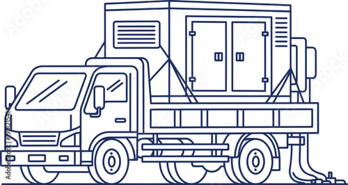 Truck carrying a generator or portable power unit with ventilation