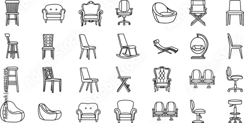 Collection of modern and classic chair designs for interior decor and furniture inspiration