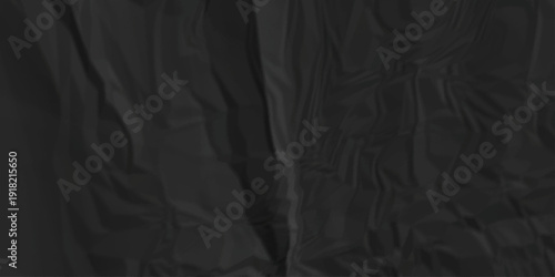 Crumpled paper Blank black crumpled and creased paper poster. Isolated light grungy wrinkled torn old paper material abstract texture background.