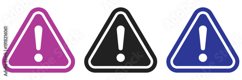 Warning sign vector icon, caution and hazard symbol set, perfect for workplace safety, construction sites, public areas, industrial zones, educational materials, and digital or print safety design