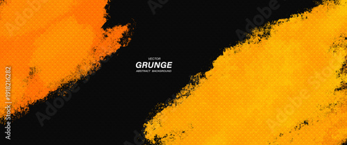 Yellow grunge abstract background with halftone texture.