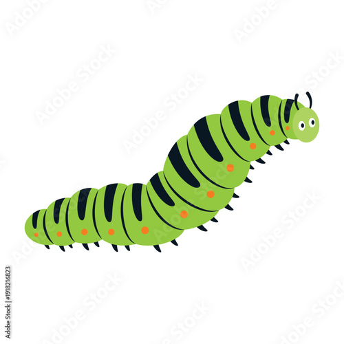 cute caterpillar character isolated