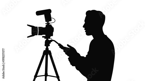 Content Creator Silhouette Recording Video for Online Marketing and Social Media Promotion