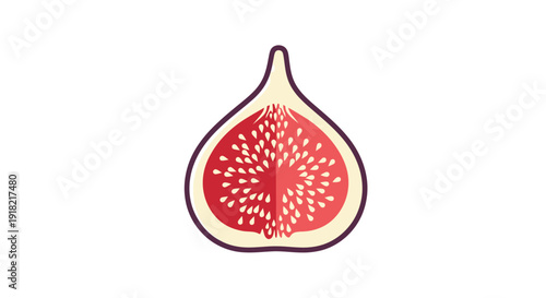 Sweet Exotic Half Fig Fruit with Seeds Visible on Isolated White Background